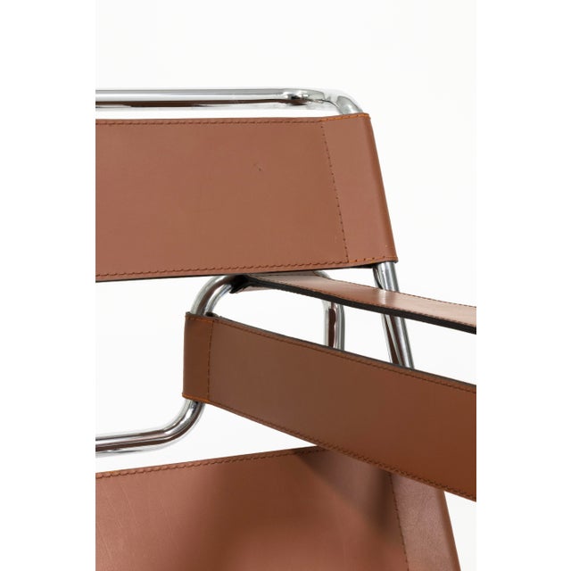Animal Skin Pair of Marcel Breuer for Knoll Original Cognac Leather Wassily Chairs For Sale - Image 7 of 9
