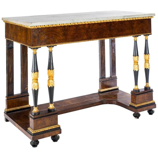 Italian Empire Console Table with White Marble Top, 1815 For Sale - Image 11 of 11