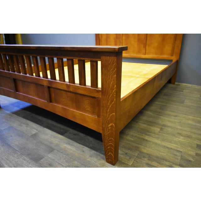 Mission Style Quarter Sawn Oak Bed With Slats - Michael's Cherry For Sale In Chicago - Image 6 of 8