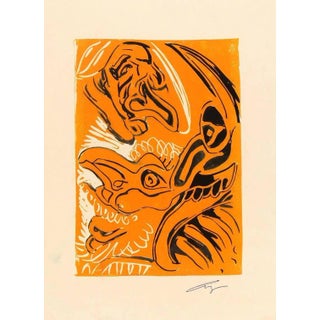 Vintage Abstract Acrylic Monotype - Carnaval For Sale