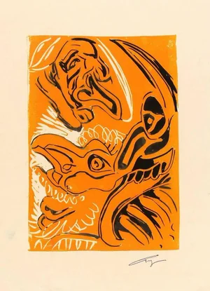 Vintage Abstract Acrylic Monotype - Carnaval