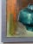 Teal Mid-Century Modern Original Custom Framed Signed Oil Painting "Still Life With Apples" For Sale - Image 8 of 11
