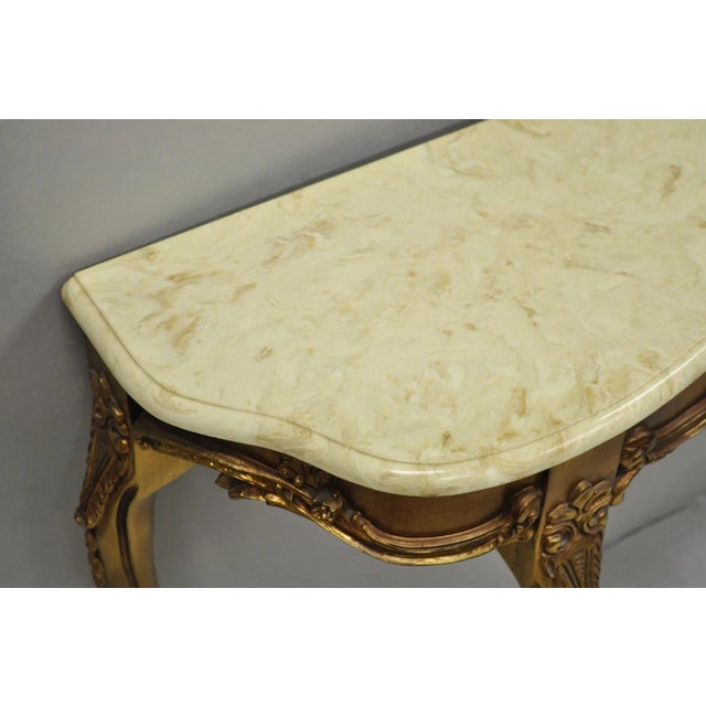 Vintage French Louis XV Victorian Style Gold Gilt Console Table & Mirror - 2 PCS For Sale - Image 9 of 10