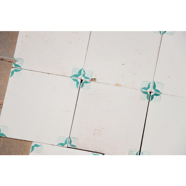 1900s Antique Portuguese White & Green Floral Art Nouveau Tiles, Large Set of 29 For Sale - Image 12 of 18