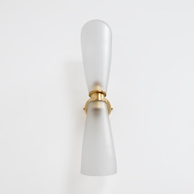 Satin Frosted Murano Glass Wall Sconces, 2000, Set of 2 For Sale - Image 6 of 8
