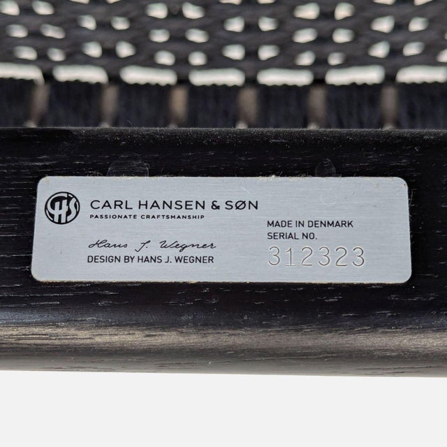 Wood Carl Hansen & Son Ch25 Modern Black Woven Lounge Chair by Hans J. Wegner For Sale - Image 7 of 8