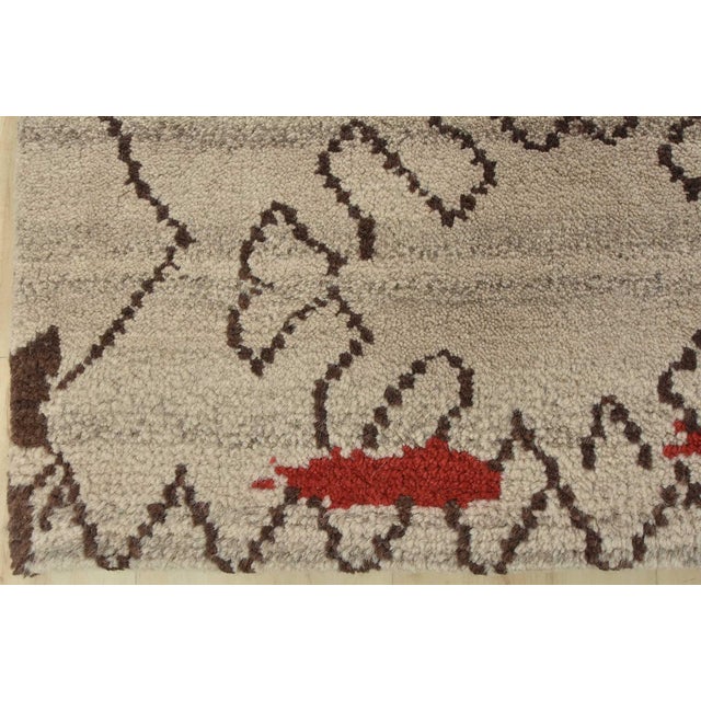 Moroccan Rug 8’2” X 9’11” Gray Wool Contemporary Hand-Knotted Carpet For Sale - Image 12 of 15