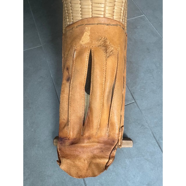 Vintage Basque Jai Alai Cesta, Hand-Woven Reed and Leather For Sale - Image 4 of 12
