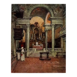 1905 Italian Original Print - Interior of the Convent Church of the Dominicans - From Book Florence & Some Tuscan Cities For Sale