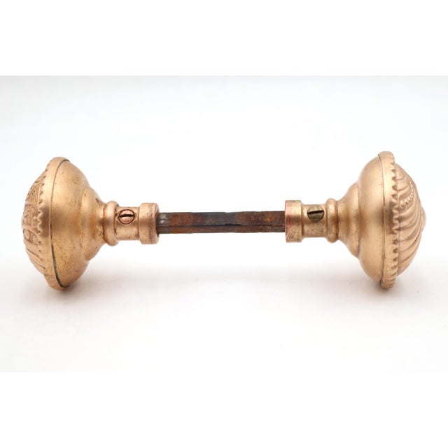 1890s Corbin Roanoke Polished Brass Interior Door Knob Set For Sale - Image 4 of 8