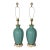 1970s Blue-Green Ginger Jar Table Lamps With Brass Accents - a Pair For Sale