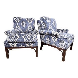 Vintage Pair of Newly Upholstered Cut Velvet Club Chairs. For Sale