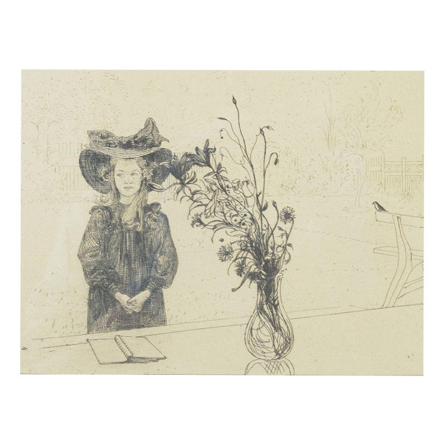 Carl Larsson, Kersti in Black, Etching on Paper For Sale