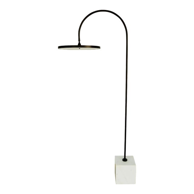 Arteriors Modern White Marble and Bronze Finished Nuri Floor Lamp For Sale