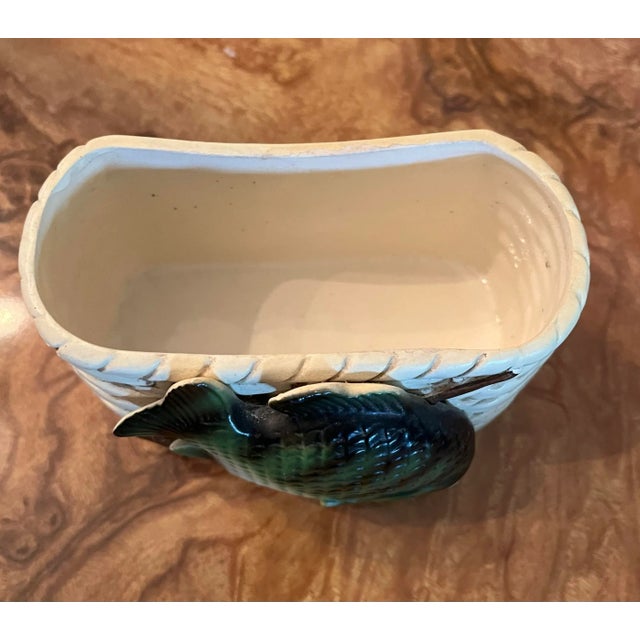 1960s Napco Vintage Creel Fish and Fishing Basket Ceramic Planter, Japan For Sale - Image 4 of 12