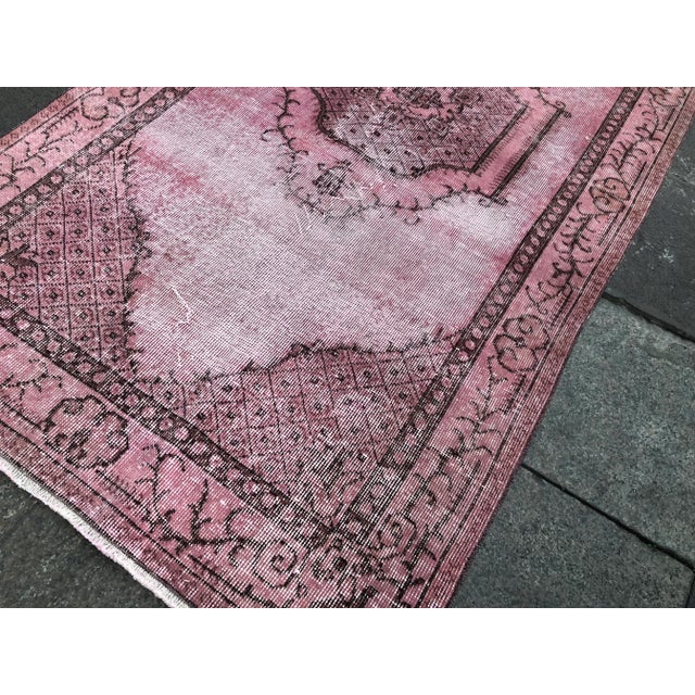 1960s Vintage Turkish Oushak Wool Rug - 3′8″ × 6′8″ For Sale - Image 9 of 11