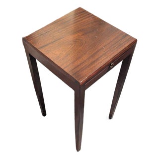Vintage Mahogany Candle Stand End Table With Pull-Out Slide Leaf For Sale