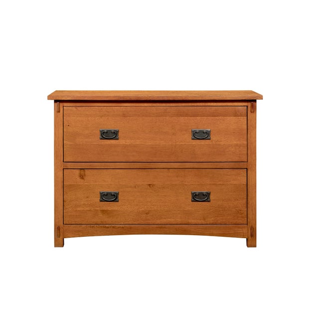 Wood Mission White Oak 1 Drawer 1 Door Inlay End Table - Walnut Stain For Sale - Image 7 of 10