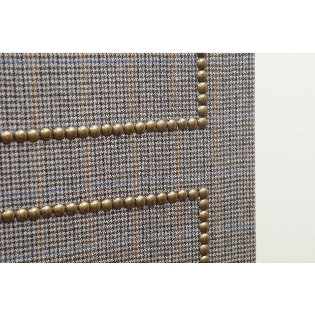 Custom Four-Panel Folding Screen with Nail Head Detailing For Sale In New York - Image 6 of 8