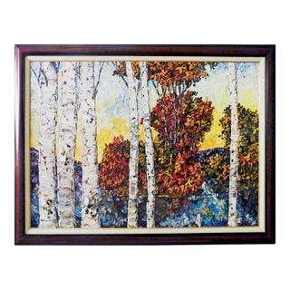 Maya Eventov River Reflections II Original Acrylic Painting on Canvas HandSigned For Sale