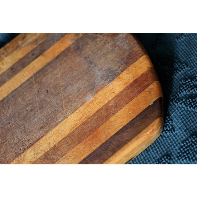 Striped Rustic Cutting Board With Handle For Sale - Image 4 of 9