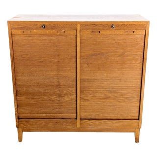 Mid-Century Modern Roller Shutter Cabinet in Oak For Sale