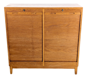Mid-Century Modern Roller Shutter Cabinet in Oak
