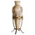 20th Century French Alabaster Vase + Gilt Metal Stand For Sale