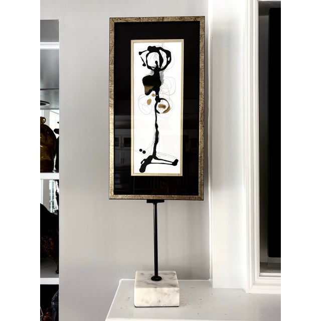 Modern Acrylic and Pencil Painting on Marble Stand “Energy Within” by Es Melfi For Sale - Image 9 of 12