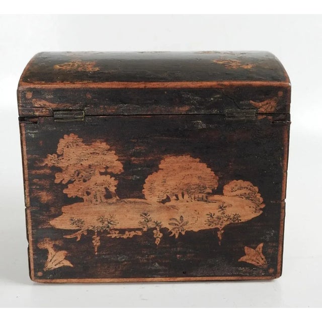 Antique Pastoral Scene Tea Caddy Box For Sale - Image 4 of 13