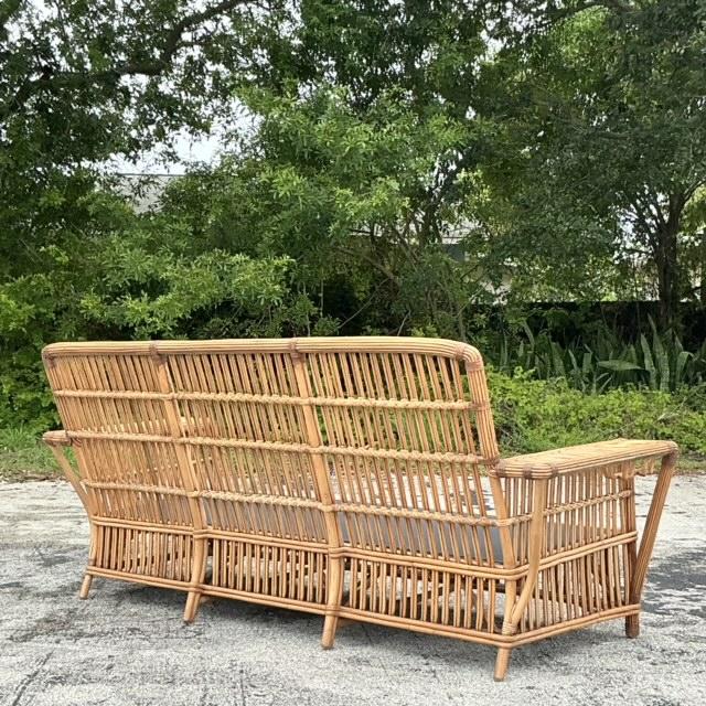Vintage Coastal Palecek “Presidential” Stick Rattan Sofa | Chairish