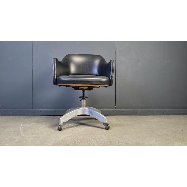 Mid-Century Desk Chair in Aluminium and Leather, 1950s For Sale - Image 9 of 14