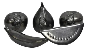 Late 20th Century Dona Rosa Barro Negro Black Pottery Fruit Mexico - 5 Pieces