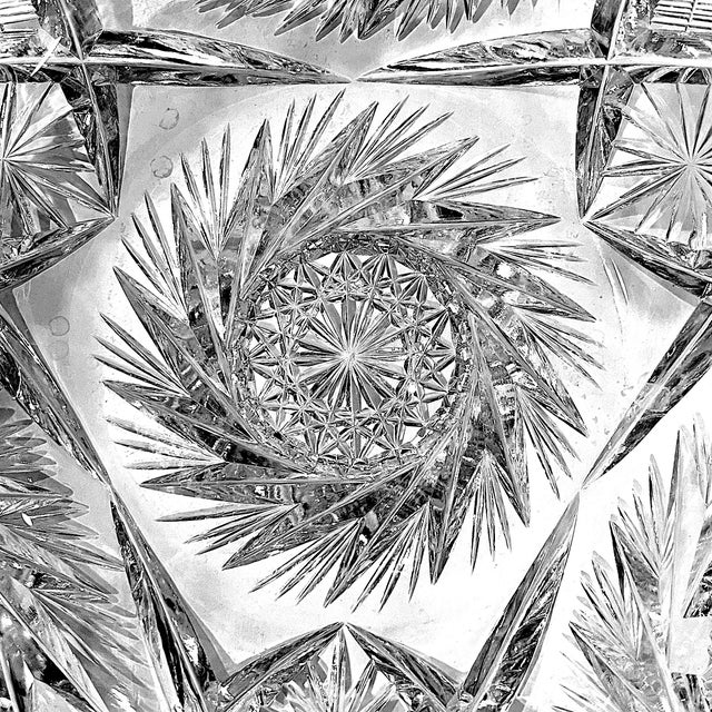 Early 20th Century American Brilliant Period Cut Crystal Glass Bowl 9" Diameter For Sale - Image 6 of 9