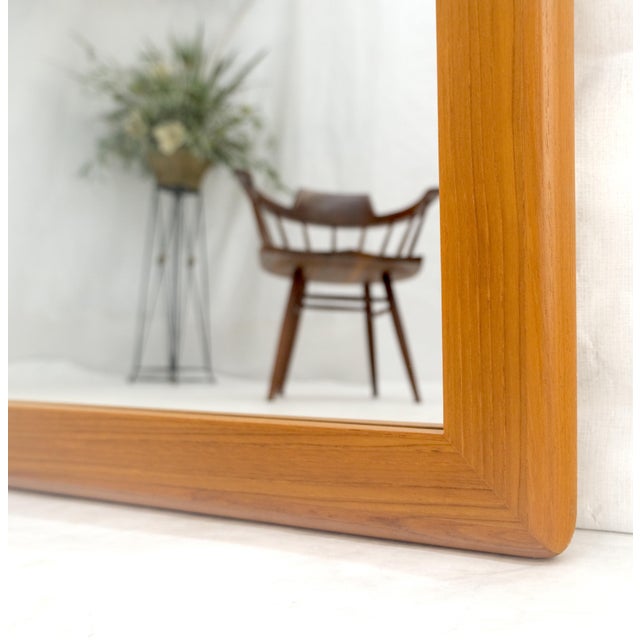 Mid-Century Modern Solid Teak Frame Danish Mid Century Modern 32x44 Rectangle Wall Mirror Mint! For Sale - Image 3 of 7