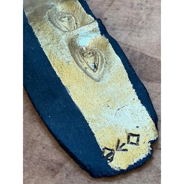 Gold Vintage Gold Leaf Face Pottery Stripes - Set of 3 For Sale - Image 8 of 12
