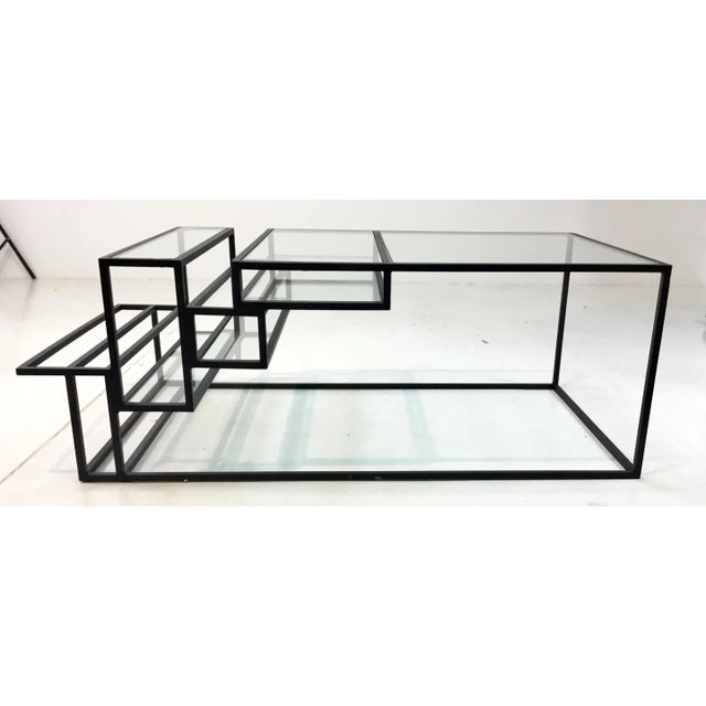 2010s Industrial Modern Metal and Glass Cocktail Table For Sale - Image 5 of 5