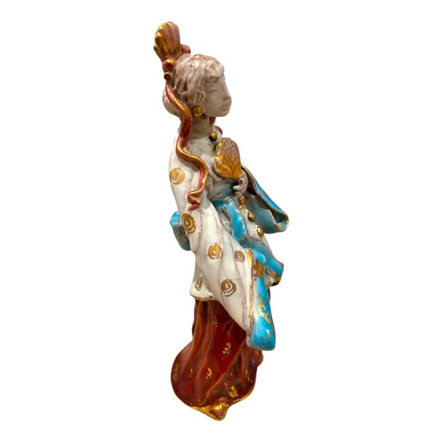 Eugenio Pattarino Ceramic Sculpture of Chinese Man and Lady, Italian Chinoiserie For Sale - Image 12 of 18