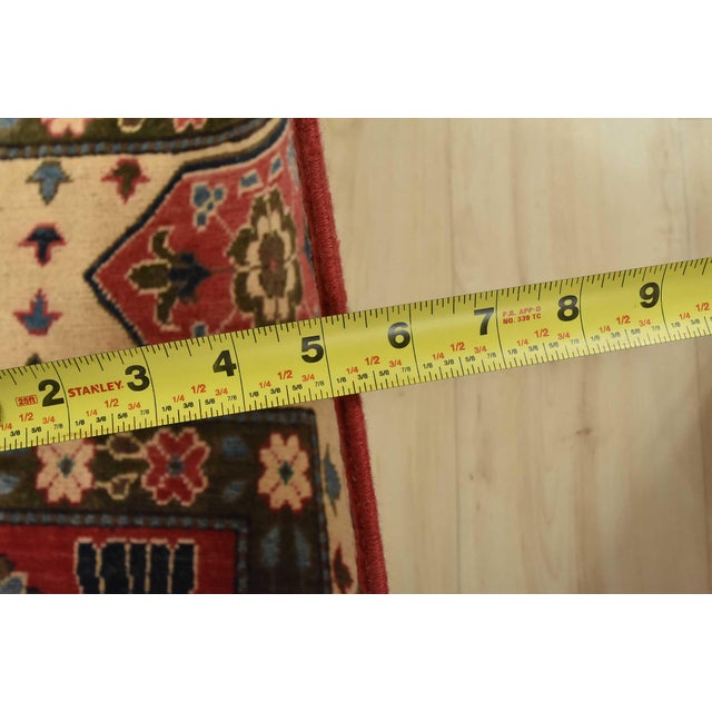 Kazak Rug 6’3” X 9′ Red Wool Tribal Hand-Knotted Oriental Carpet For Sale - Image 12 of 14