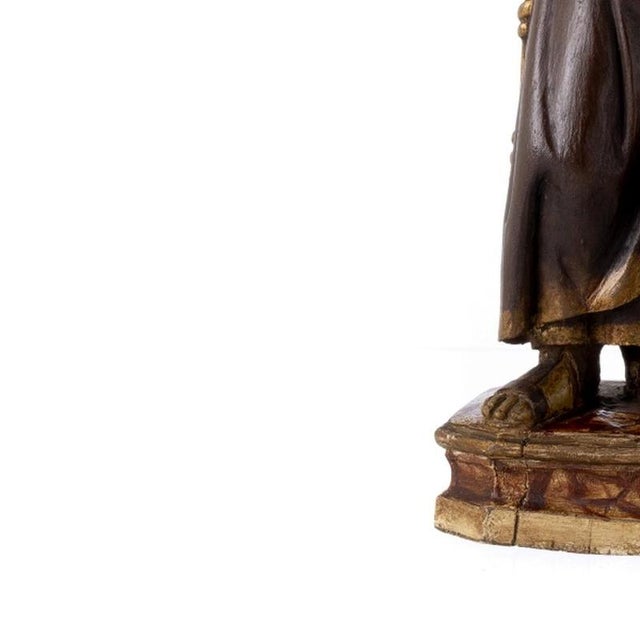 Saint Anthony with the Child Jesus Figurine, 19th Century For Sale - Image 3 of 6