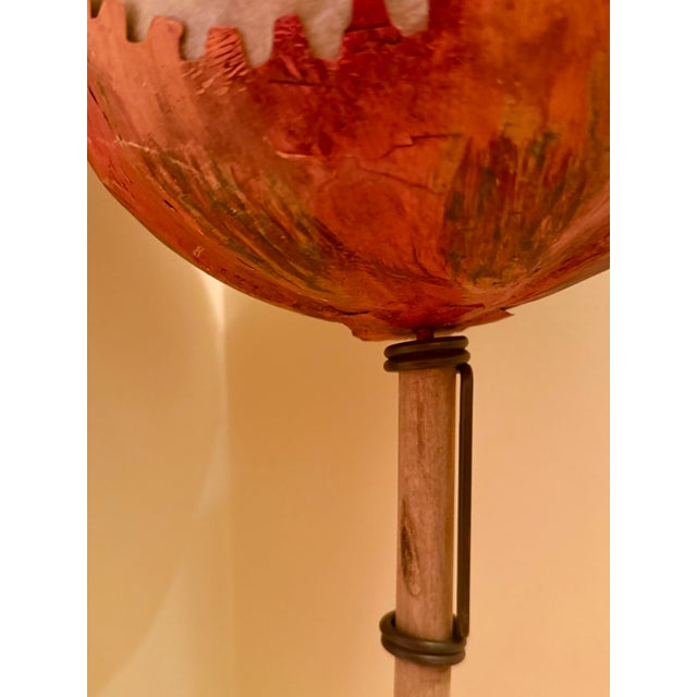 Vintage Metal Pumpkin Head Lantern on Wooden Pole For Sale - Image 11 of 12