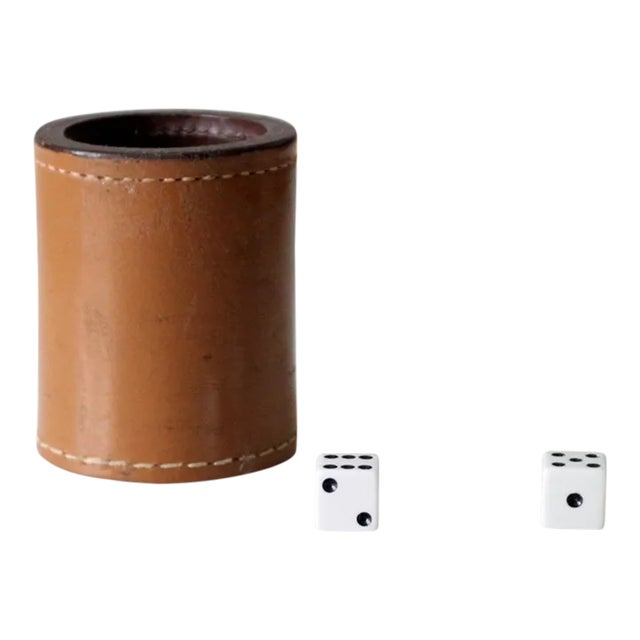 Vintage Leather Dice Cup Set For Sale