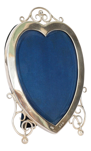 Antique Sterling Silver Heart Photo Frame by Syner & Beddoes, 1890s