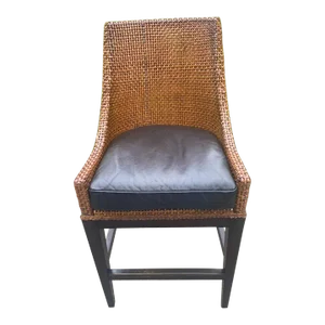 Late 20th Century McGuire Style Leather Lace Barrel Counter Stool