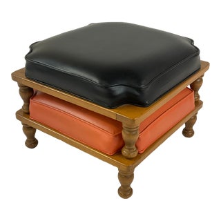 1960s Mid Century Ethan Allen Maple and Vinyl Stacking Footstools - a Pair. For Sale