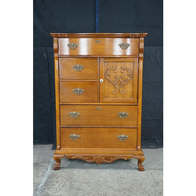 Lexington Furniture 1990s Lexington Victorian Sampler Collection Oak 391-307 Door Chest Tall Dresser 52" For Sale - Image 4 of 18