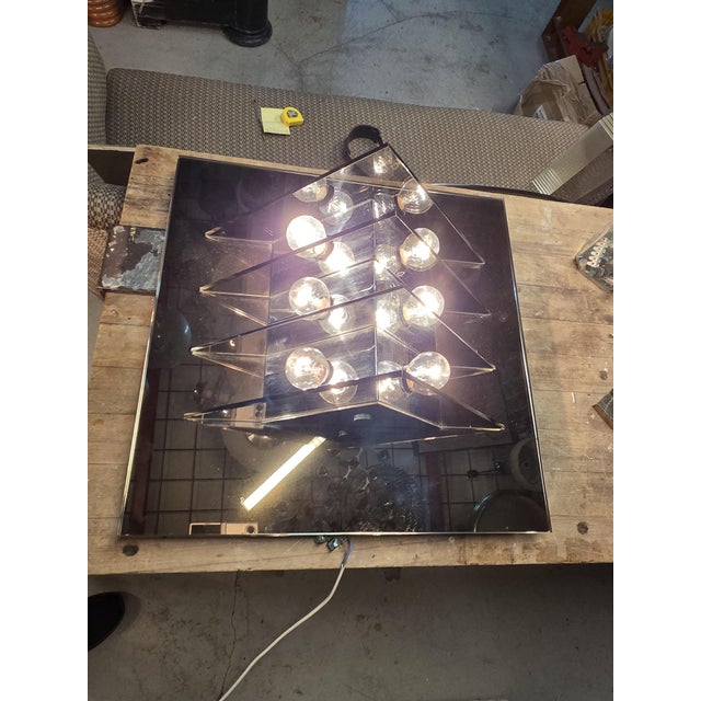 Gray Sculptural Light Panel in Crystal and Steel from Veca, 1970s For Sale - Image 8 of 10