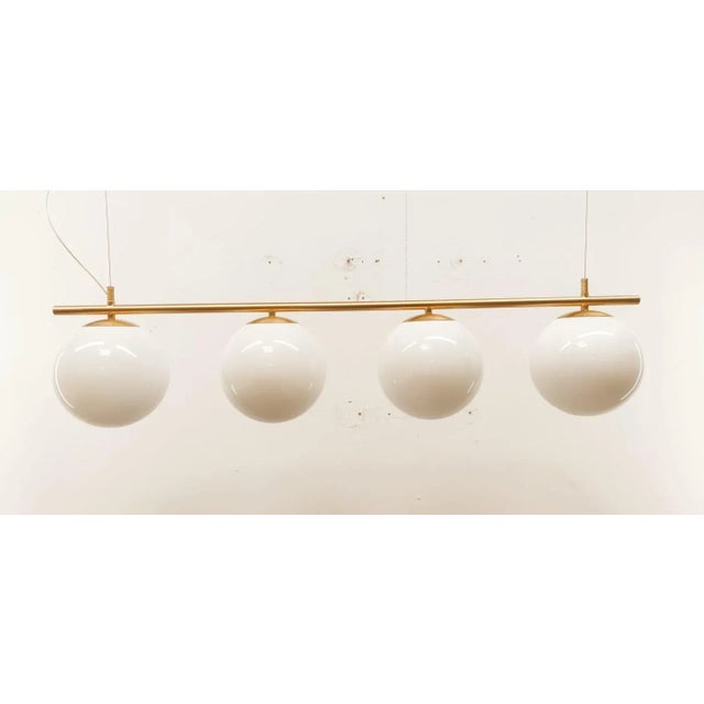 Brass Suspension with Glossy White Ball Glasses For Sale - Image 14 of 14