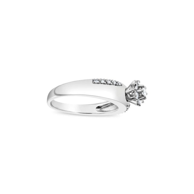 Contemporary Half Carat Diamond Engagement Ring 14k White Gold, Size 9 For Sale - Image 3 of 3