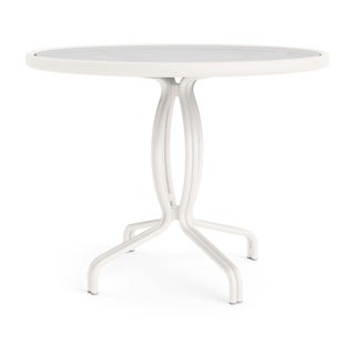 Brown Jordan Kantan Aluminum 36" Round Table in Chalk For Sale